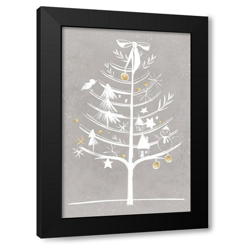 White Ornament Tree II  Black Modern Wood Framed Art Print with Double Matting by PI Studio