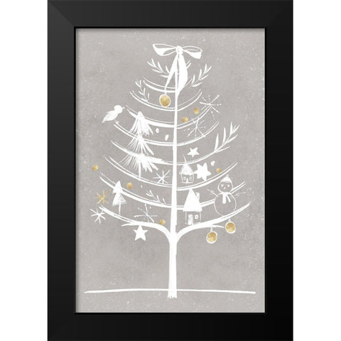 White Ornament Tree II  Black Modern Wood Framed Art Print by PI Studio