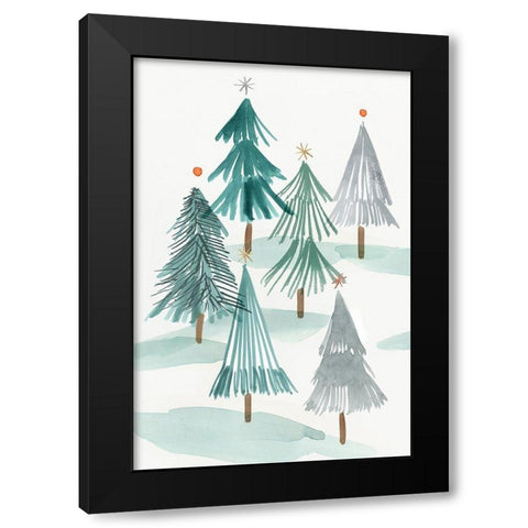 Ornament Tree II  Black Modern Wood Framed Art Print with Double Matting by PI Studio