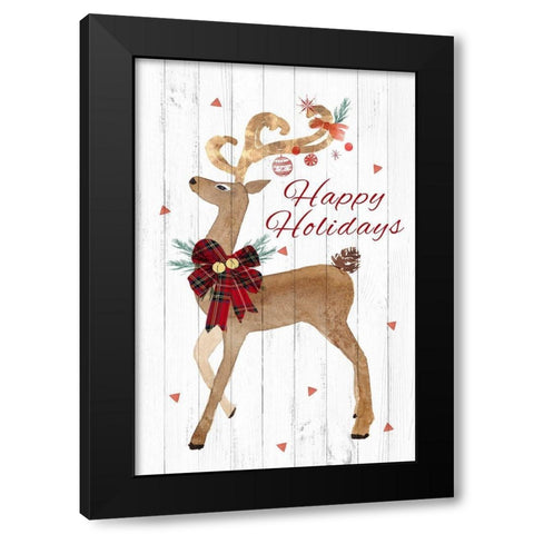 Happy Hoildays Deer  Black Modern Wood Framed Art Print by PI Studio