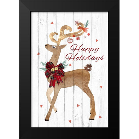 Happy Hoildays Deer  Black Modern Wood Framed Art Print by PI Studio