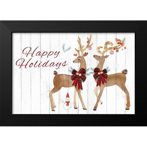 Holiday Deers  Black Modern Wood Framed Art Print by PI Studio