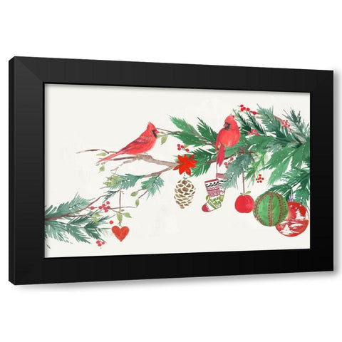 Christmas Birds I  Black Modern Wood Framed Art Print with Double Matting by PI Studio