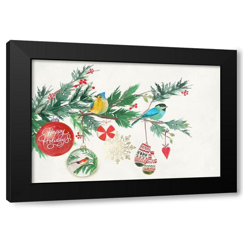 Christmas Birds II  Black Modern Wood Framed Art Print with Double Matting by PI Studio