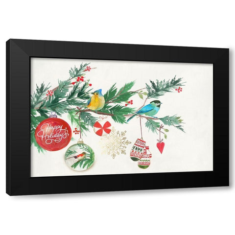 Christmas Birds II  Black Modern Wood Framed Art Print by PI Studio