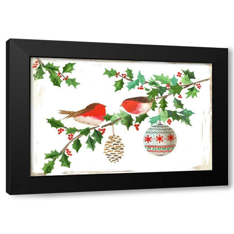 Two Red Birds  Black Modern Wood Framed Art Print with Double Matting by PI Studio