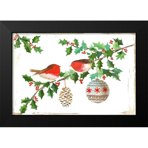 Two Red Birds  Black Modern Wood Framed Art Print by PI Studio