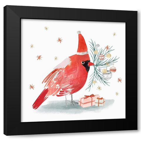 Red Cardinal I  Black Modern Wood Framed Art Print with Double Matting by PI Studio