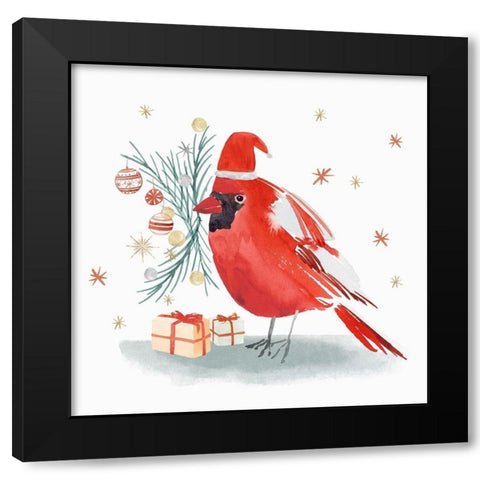 Red Cardinal II  Black Modern Wood Framed Art Print with Double Matting by PI Studio
