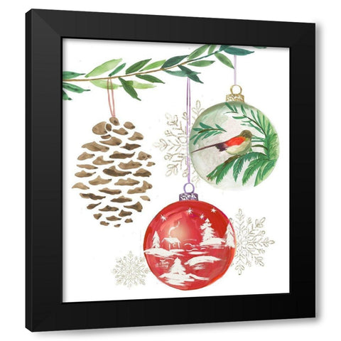 Hanging Ornaments I  Black Modern Wood Framed Art Print by PI Studio