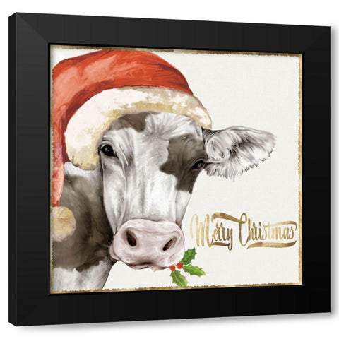 Christmas Cow  Black Modern Wood Framed Art Print by PI Studio