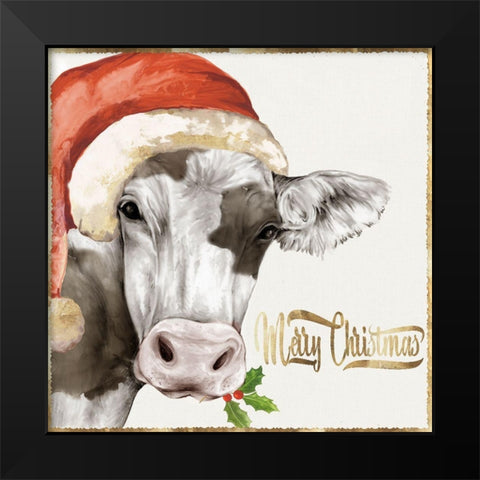 Christmas Cow  Black Modern Wood Framed Art Print by PI Studio