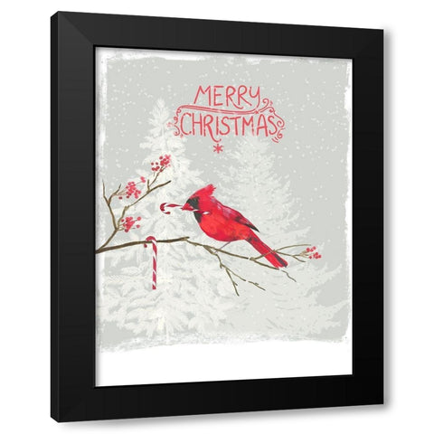 Cardinal Candy Cane  Black Modern Wood Framed Art Print with Double Matting by PI Studio