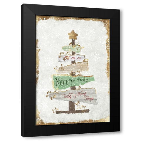 Golden Christmas Tree  Black Modern Wood Framed Art Print with Double Matting by PI Studio