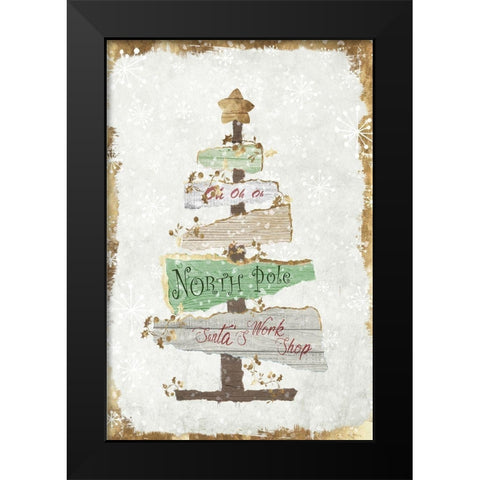 Golden Christmas Tree  Black Modern Wood Framed Art Print by PI Studio