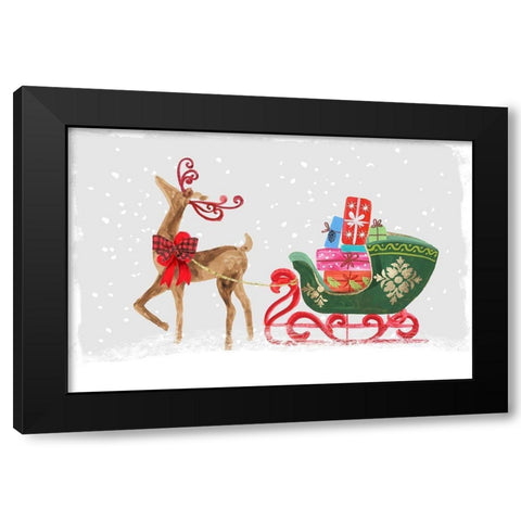 Proud Reindeer with Gifts  Black Modern Wood Framed Art Print with Double Matting by PI Studio