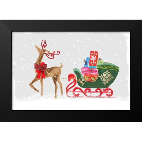 Proud Reindeer with Gifts  Black Modern Wood Framed Art Print by PI Studio