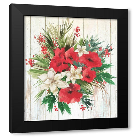 Red Floral II  Black Modern Wood Framed Art Print with Double Matting by PI Studio