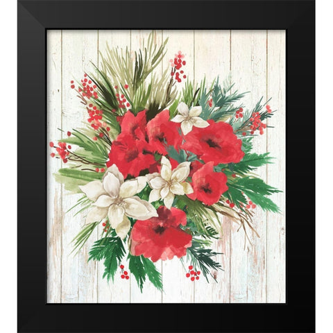 Red Floral II  Black Modern Wood Framed Art Print by PI Studio