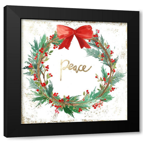 Peace Wreath  Black Modern Wood Framed Art Print with Double Matting by PI Studio