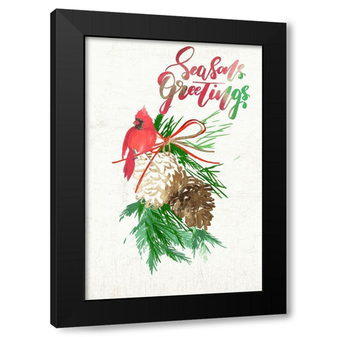 Seasons Greetings  Black Modern Wood Framed Art Print with Double Matting by PI Studio