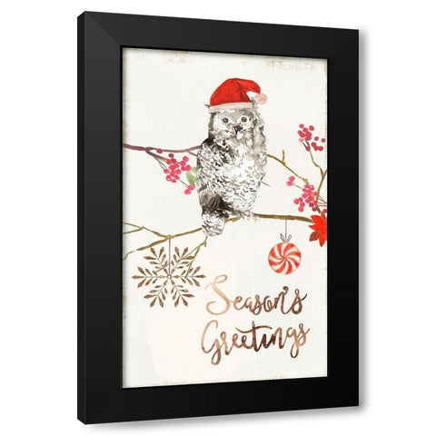 Christmas Owl II  Black Modern Wood Framed Art Print with Double Matting by PI Studio