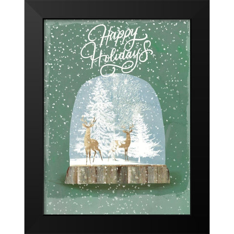 Holiday Snow Globe II  Black Modern Wood Framed Art Print by PI Studio