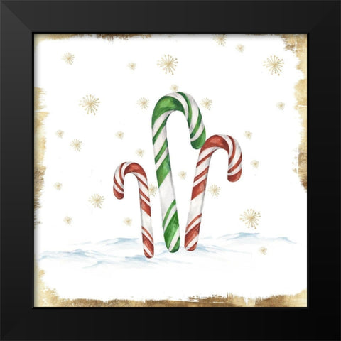 Snowy Candycanes II  Black Modern Wood Framed Art Print by PI Studio