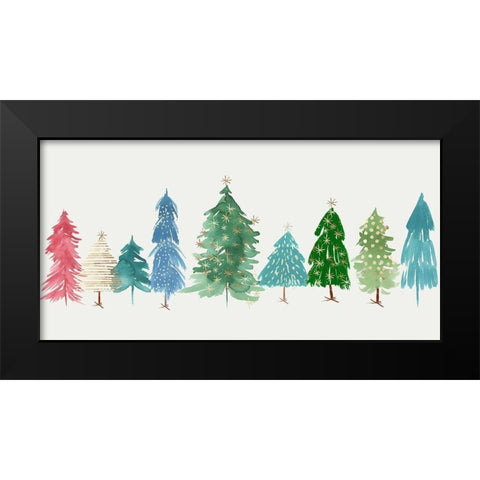 Christmas Trees  Black Modern Wood Framed Art Print by PI Studio