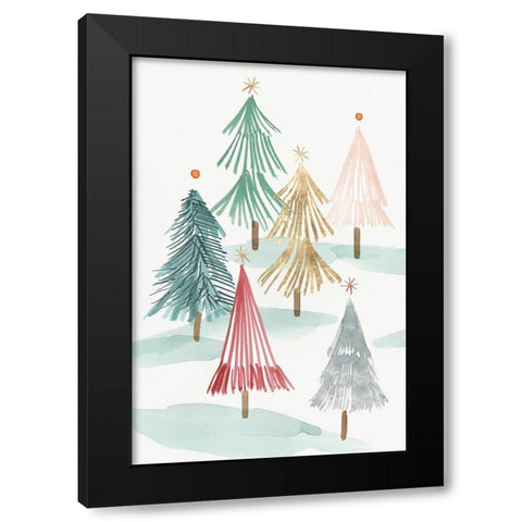 Christmas Trees I  Black Modern Wood Framed Art Print with Double Matting by PI Studio