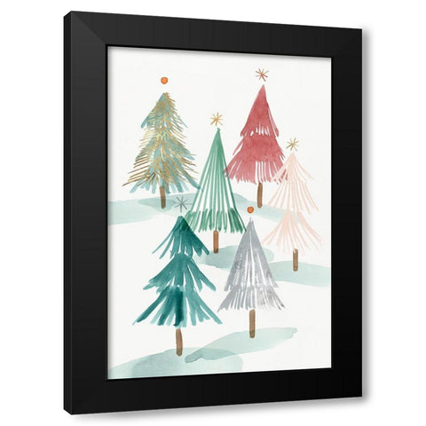 Christmas Trees II  Black Modern Wood Framed Art Print with Double Matting by PI Studio