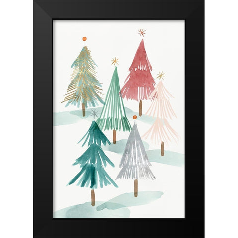 Christmas Trees II  Black Modern Wood Framed Art Print by PI Studio