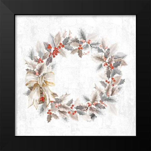 Traditional Wreath Black Modern Wood Framed Art Print by PI Studio