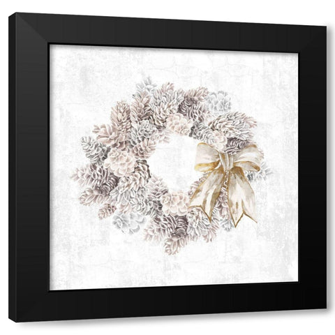 Pinecone Wreath Black Modern Wood Framed Art Print with Double Matting by PI Studio