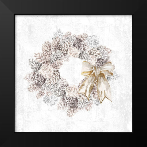 Pinecone Wreath Black Modern Wood Framed Art Print by PI Studio