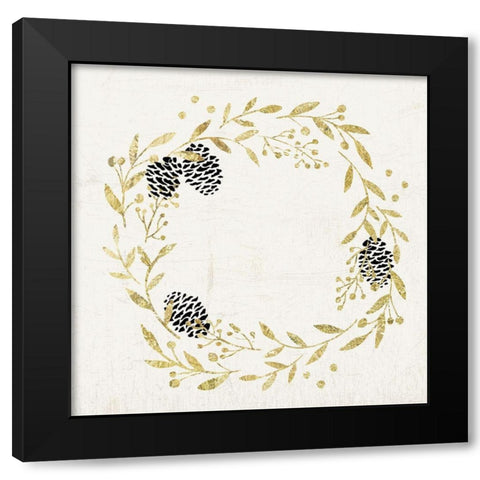 Golden Wreath Black Modern Wood Framed Art Print with Double Matting by PI Studio