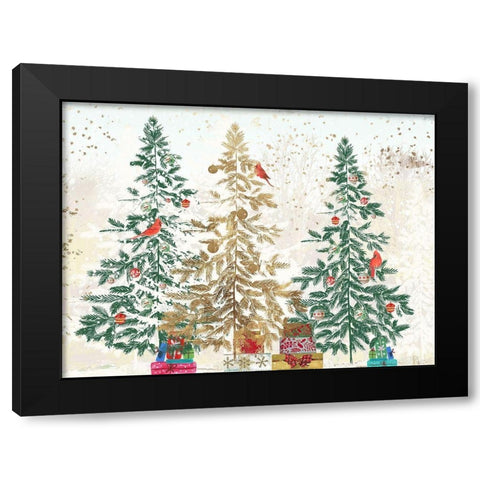 Three Christmas Trees  Black Modern Wood Framed Art Print with Double Matting by PI Studio