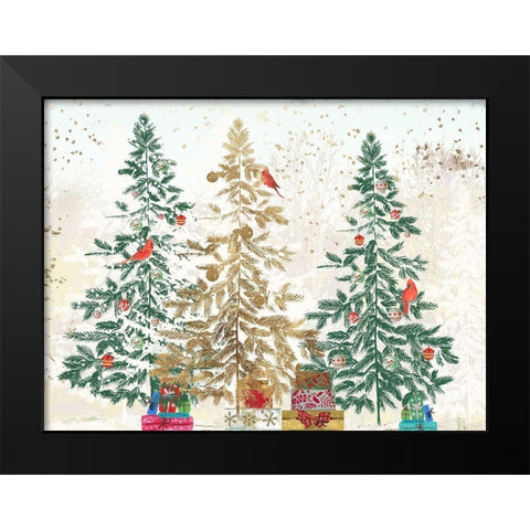 Three Christmas Trees  Black Modern Wood Framed Art Print by PI Studio
