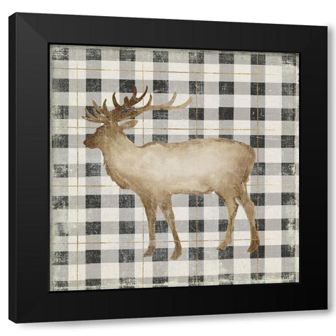 Santas Deer I Black Modern Wood Framed Art Print with Double Matting by PI Studio