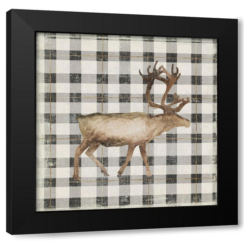 Santas Deer II Black Modern Wood Framed Art Print with Double Matting by PI Studio