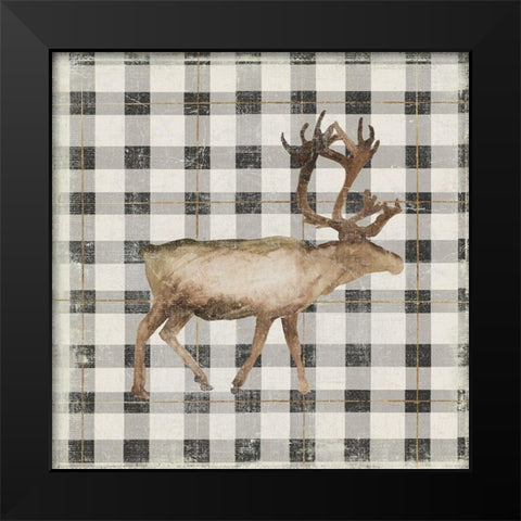 Santas Deer II Black Modern Wood Framed Art Print by PI Studio