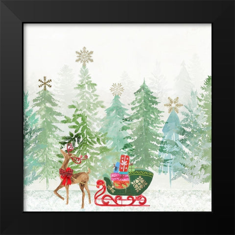 Holiday Greetings Black Modern Wood Framed Art Print by PI Studio