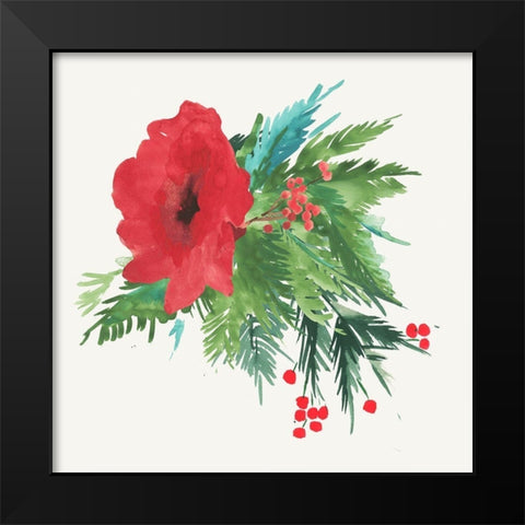 Poinsettia Bouquet Black Modern Wood Framed Art Print by PI Studio