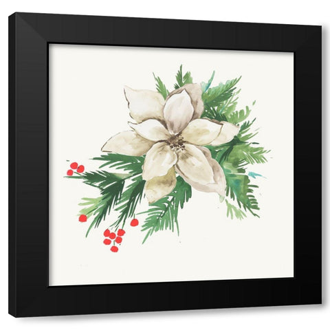 White Poinsettia Black Modern Wood Framed Art Print with Double Matting by PI Studio