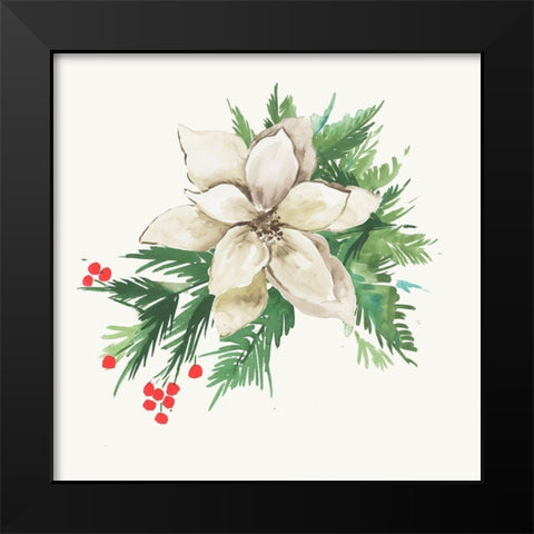 White Poinsettia Black Modern Wood Framed Art Print by PI Studio