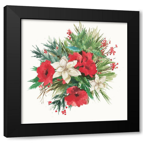 Christmas Bouquet Black Modern Wood Framed Art Print by PI Studio