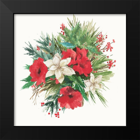 Christmas Bouquet Black Modern Wood Framed Art Print by PI Studio