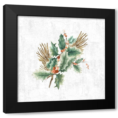 Mistletoe Branch Black Modern Wood Framed Art Print with Double Matting by PI Studio