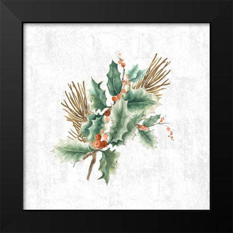 Mistletoe Branch Black Modern Wood Framed Art Print by PI Studio