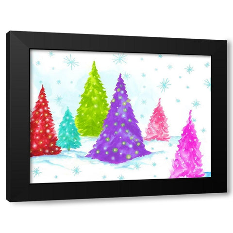 Magic Christmas Trees II   Black Modern Wood Framed Art Print by PI Studio